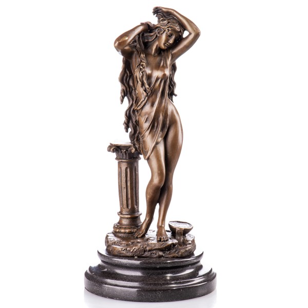 Fürdő női akt - bronz szobor márványtalpon képe